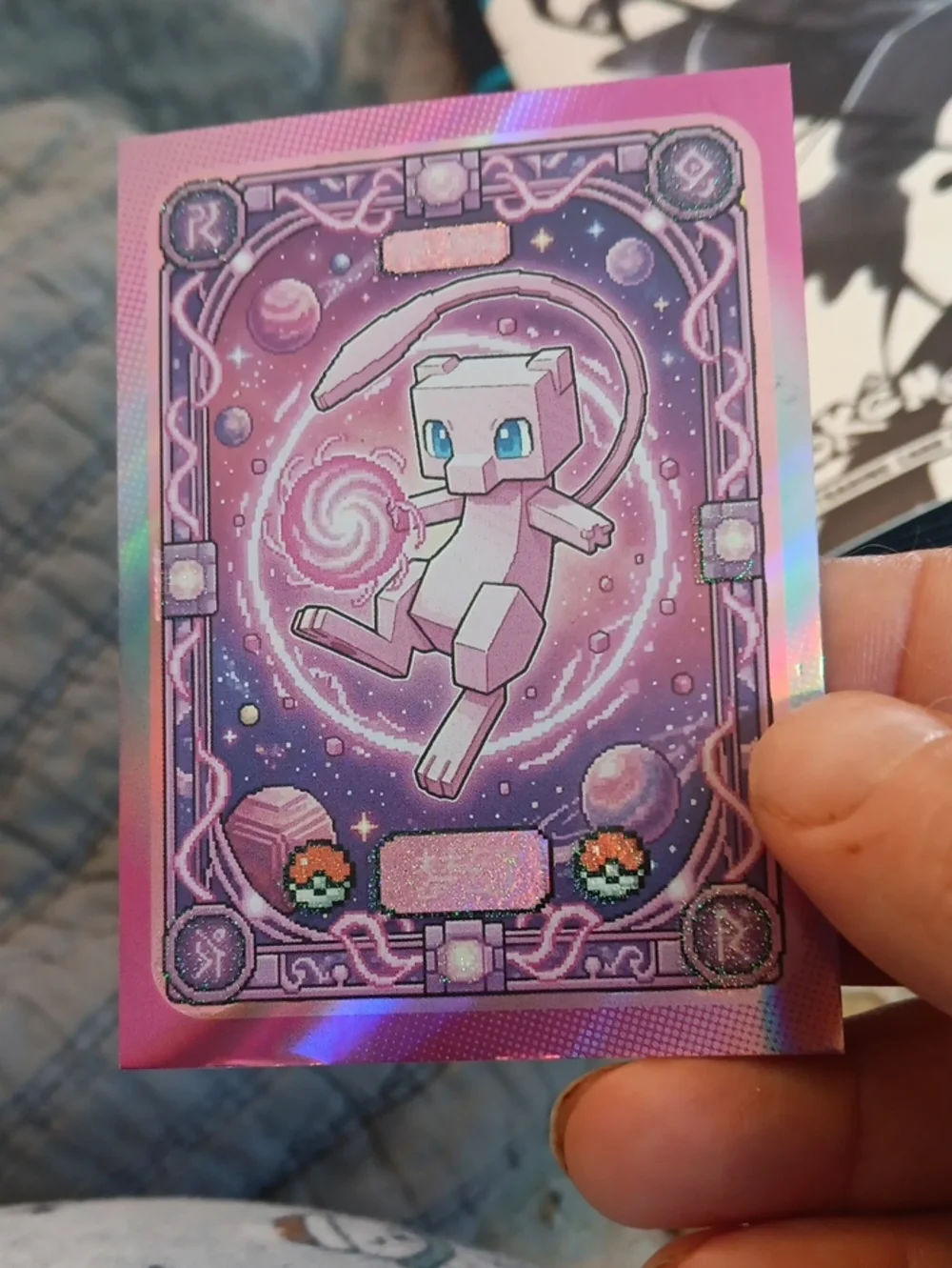 Pokemon Pink & Purple Holographic Mew Trading Card